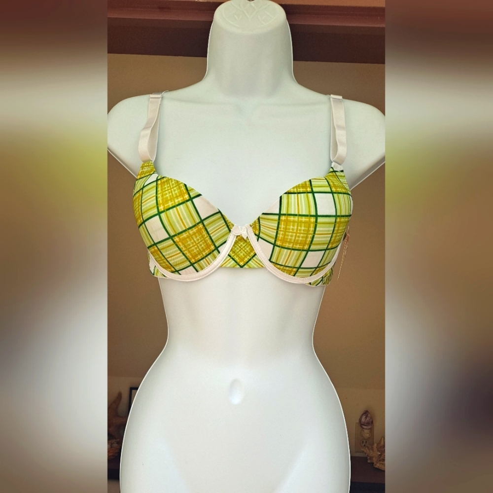 RUBH Bra BRAND NEW WITH TAGS Plaid Bras Bright Multicolor Checkered 36C